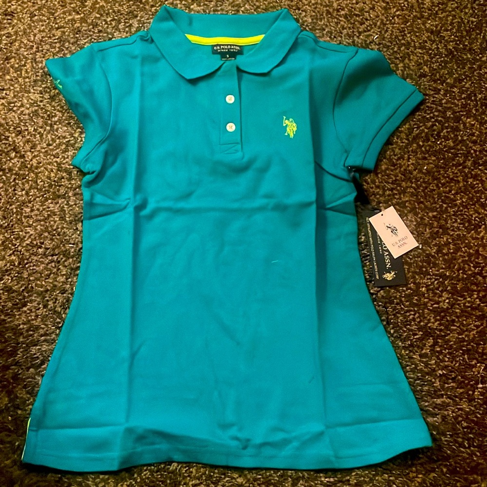 NWT US Polo Assn womans teal size Small polo shirt